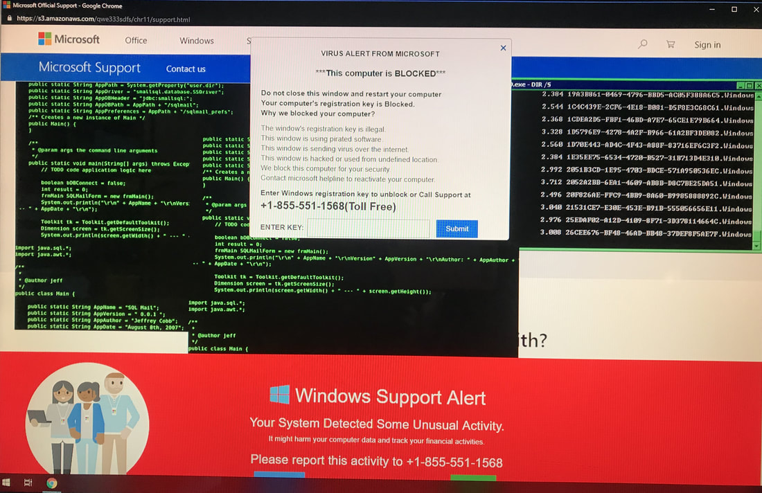 Fake Virus Scam Support Request Picture