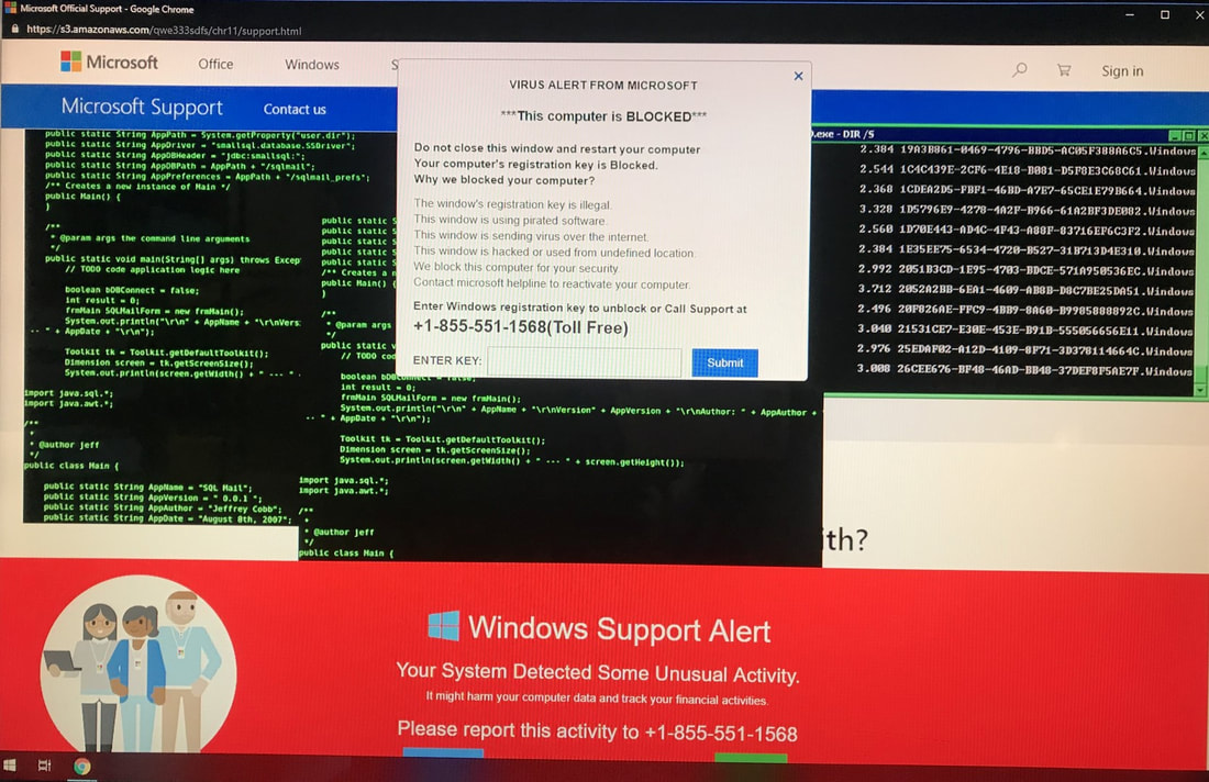 Picture of a ransomware hacker virus attack while a customer was browsing online
