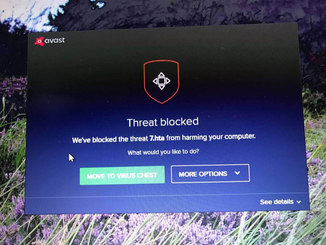 Picture of anti-virus program blocking a virus where a known attack had occured